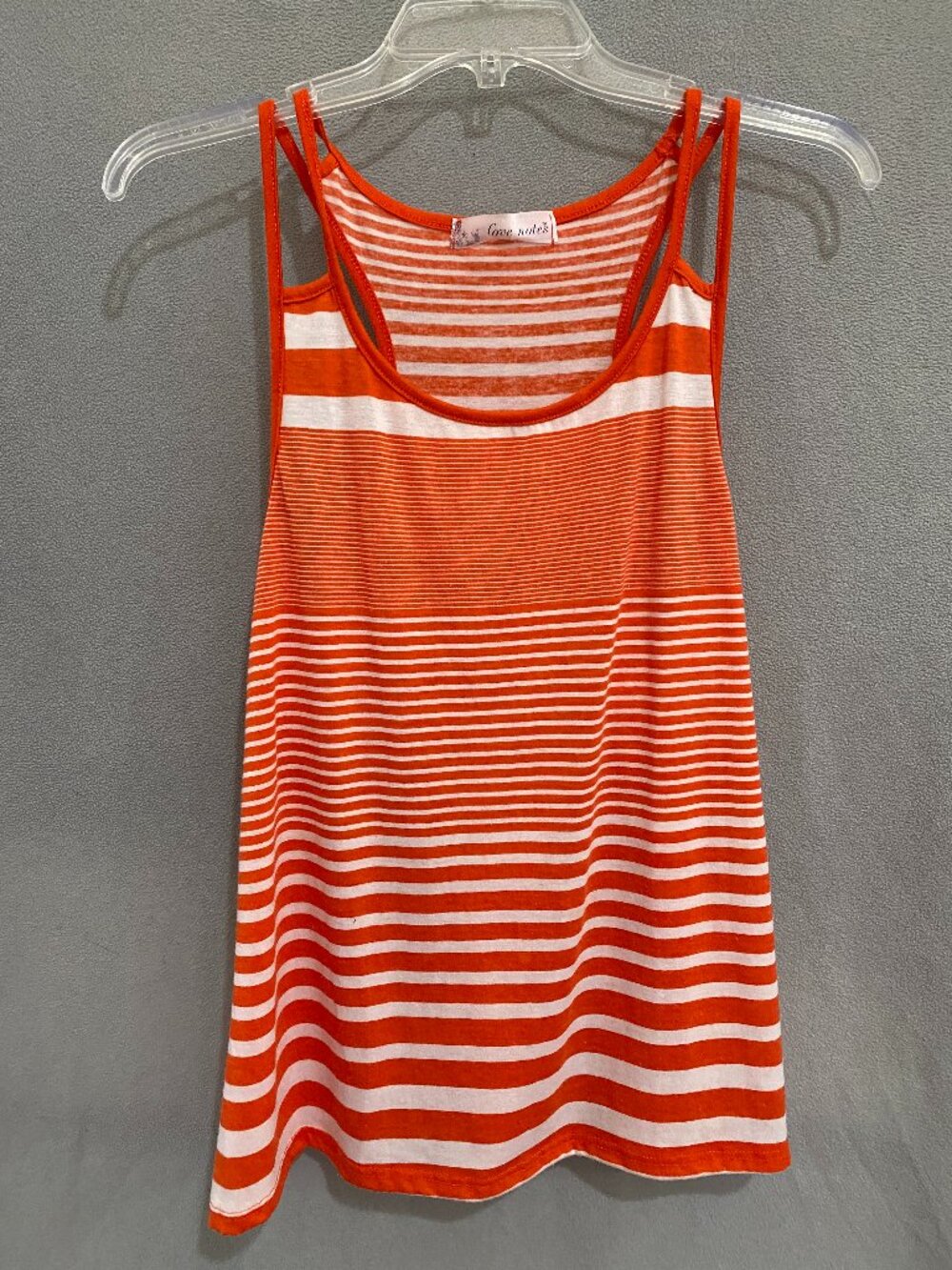 Love Notes Orange White Striped Tank Top Women’s Small Scoop Neck Small